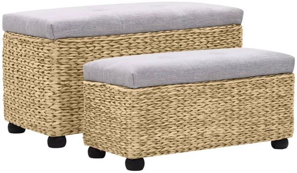 vidaXL Sitzbank-Set 2-tlg. Seegras Grau 246107