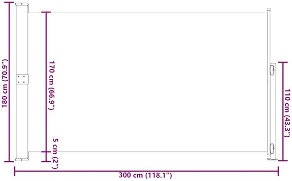 vidaXL Seitenmarkise Ausziehbar 180x300 cm Braun 313402 Bild 9