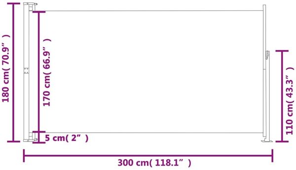 vidaXL Seitenmarkise Ausziehbar 180x300 cm Braun 313402 Bild 7