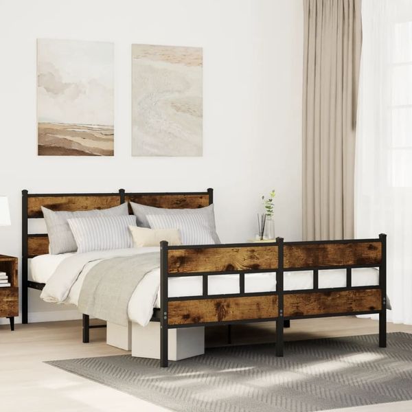 vidaXL Metallbett ohne Matratze Räuchereiche 160x200 cm 3308465