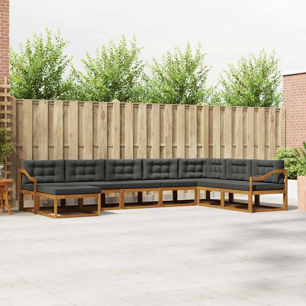vidaXL Outdoor-Sofagarnitur mit Kissen 8 pcs Natur und Anthrazit 3368015