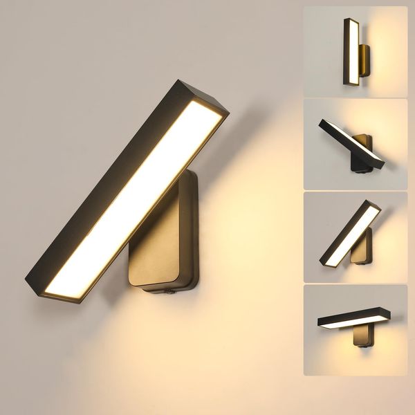 Goeco LED Wandleuchte Aussen/Innen, 17W Wasserdicht IP65 Außenwandleuchte Schwarz Wandlampe Außen Warmweiß 3000K mit 350° Drehbar LED Panel für Garten, Terrasse, Flur und Wohnzimmer