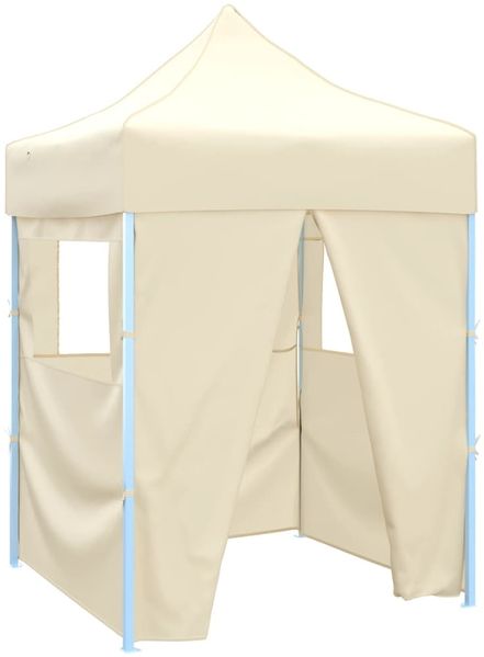 vidaXL Profi-Partyzelt Faltbar mit 4 Seitenwänden 2×2m Stahl Creme 48882