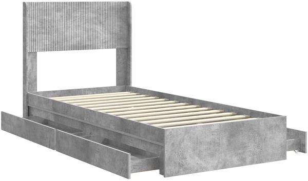 vidaXL Bettgestell mit Stauraum und Kopfteil Betongrau 90 x 190 cm 3414422 Bild 5