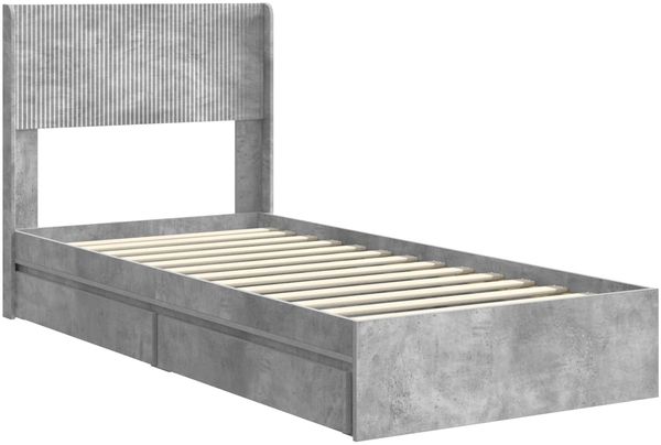 vidaXL Bettgestell mit Stauraum und Kopfteil Betongrau 90 x 190 cm 3414422 Bild 4