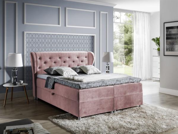 Boxspringbett ARIANNA 160x200 cm Stoff Solonrose