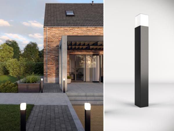 LED Pollerleuchte ALU Schwarz Wegeleuchte IP44 Höhe 80cm