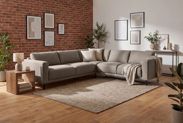 Home affaire Ecksofa Sveeva, L-Form, B. 288 cm, schwarze Metallfüße, langlebiger Webstoff, mit Wellenunterfederung, viele Farben
