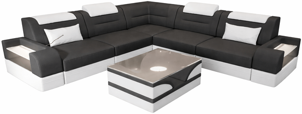 Ecksofa Trivento aus Stoff - Mikrofaserstoff - Grau-Weiß