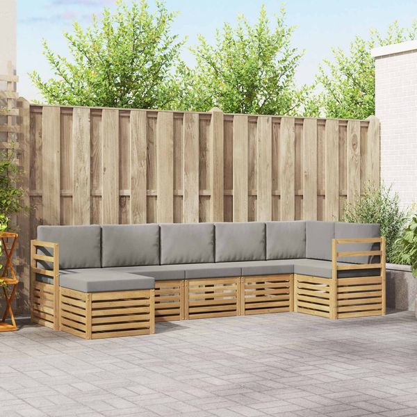 vidaXL Outdoor-Sofagarnitur 7 pcs Weiß und Hellgrau 3392176