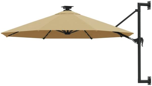vidaXL Sonnenschirm zur Wandmontage mit LEDs 300 cm Taupe 312525