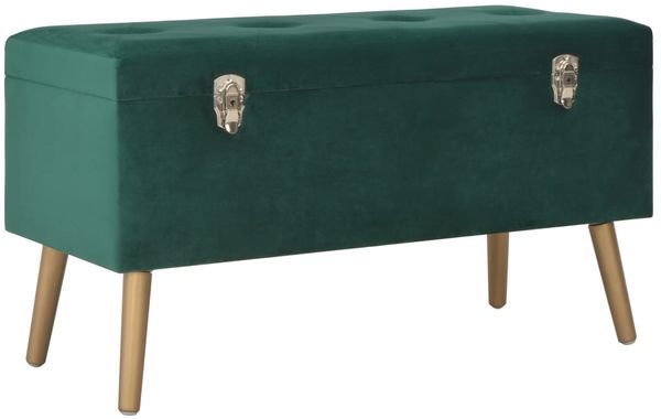 vidaXL Bank mit Staufach 80 cm Grün Samt 329929