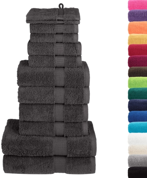 vidaXL 12 tlg. Premium-Handtuch-Set SOLUND Anthrazit 600 g/m² 137571