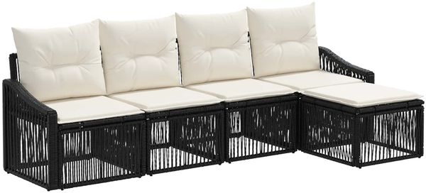 vidaXL Gartensofa-set 5 pcs Schwarz Poly-Rattan 3435991