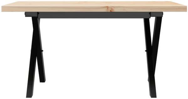 vidaXL Couchtisch X-Gestell 80x50x40,5cm Massivholz Kiefer & Stahl 3282750 Bild 4