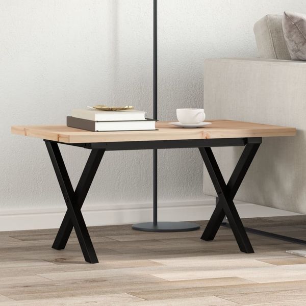 vidaXL Couchtisch X-Gestell 80x50x40,5cm Massivholz Kiefer & Stahl 3282750