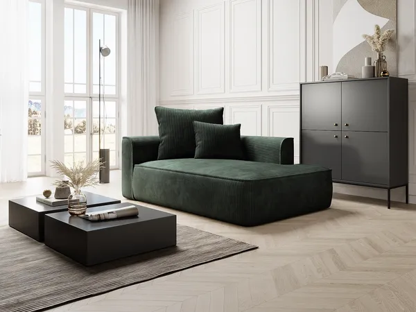 Vente-unique - PINETA Chaise longue SamtStoff Grün - B 115 cm x H 67 cm x L 180 cm