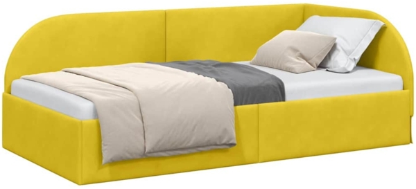 vidaXL Eckbettgestell mit Kopfteil Gelb 90 cm x 200 cm Stoff 42016652 Bild 2