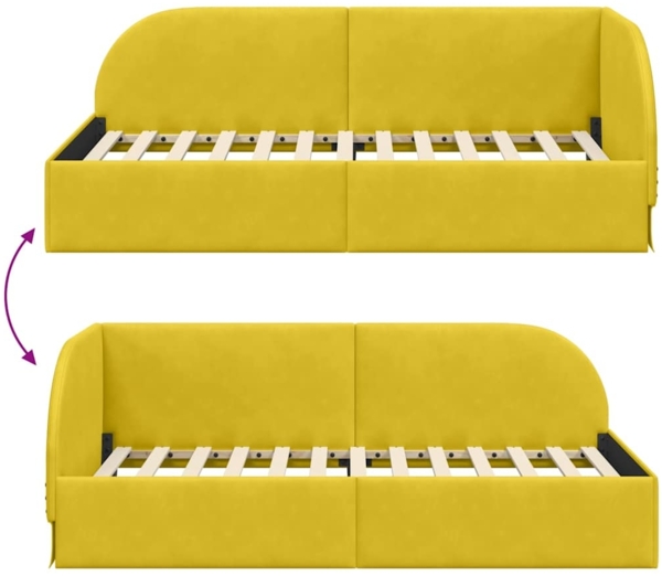 vidaXL Eckbettgestell mit Kopfteil Gelb 90 cm x 200 cm Stoff 42016652 Bild 8