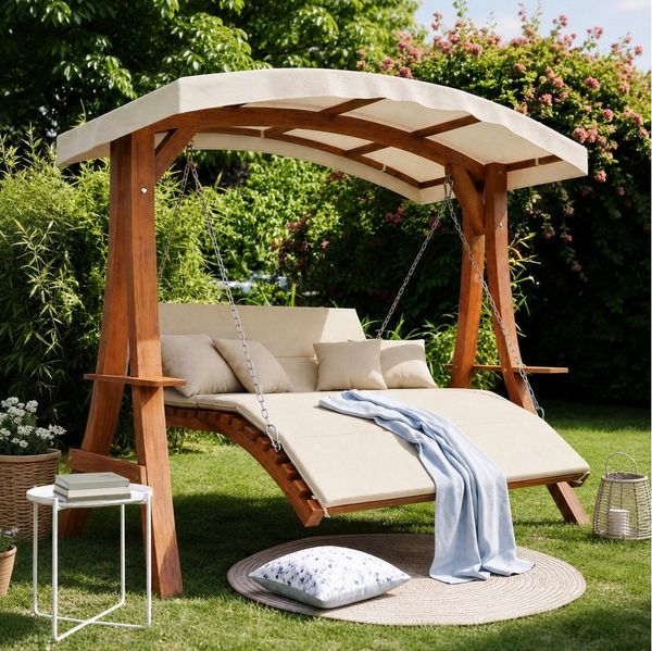 Flieks Hollywoodschaukel, Gartenschaukel 200x115x187cm mit Sonnendach, verstellbarer Rückenlehne