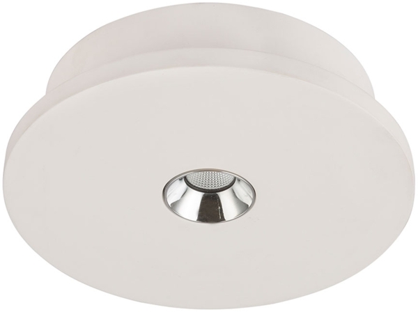 LED Deckenleuchte, Gips weiß, Chrom, D 16 cm