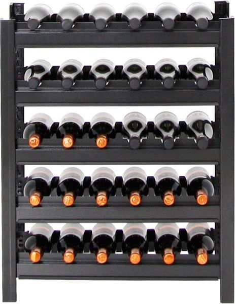 PROREGAL® Weinregal TOSKANA aus Metall HxBxT 75x60x30cm 30 Flaschen auf 5 Ebenen Schwarz, Einfache werkzeuglose Steckmontage & stabile Konstruktion