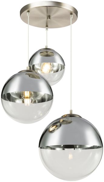 LED Pendelleuchte 3-flammig mit Glaskugeln in Chrom & Klarglas, Ø 51cm Bild 2