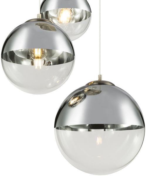 LED Pendelleuchte 3-flammig mit Glaskugeln in Chrom & Klarglas, Ø 51cm Bild 9