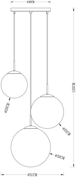 LED Pendelleuchte 3-flammig mit Glaskugeln in Chrom & Klarglas, Ø 51cm Bild 3