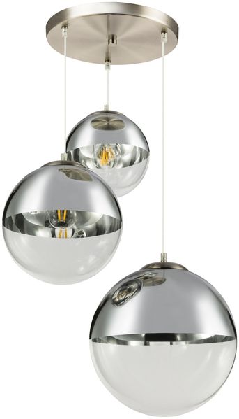 LED Pendelleuchte 3-flammig mit Glaskugeln in Chrom & Klarglas, Ø 51cm Bild 12