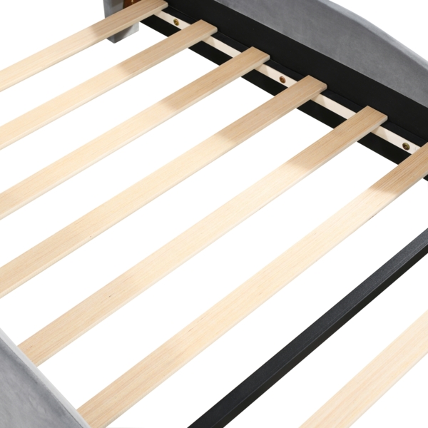 Merax Polsterbett Schönes Kinderbett, 90 x 200 cm, Bärenform. Einzelbett aus hautfreundlichem samt, grau Bild 7