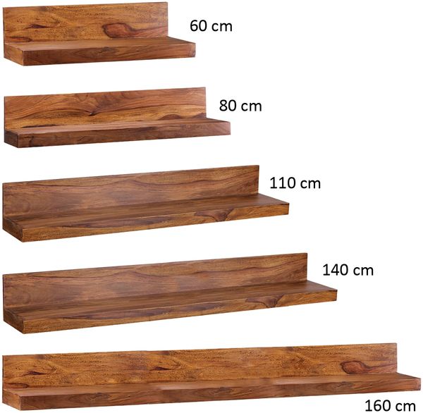 Wandregal Massivholz Sheesham Holzregal Landhausstil Hängeregal Wandboard Naturprodukt Regal 110cm Bild 8