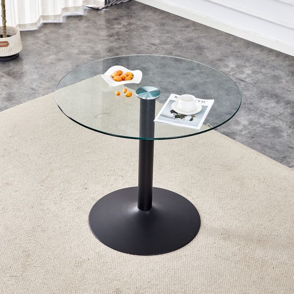 Bartisch H 76 x T 85 x B 85 cm mit gehärteter Glasplatte, schwarzem Metallgestell, modern und pflegeleicht