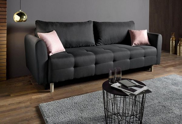 INOSIGN Schlafsofa Nordic, inklusive Bettkasten und Zierkissen