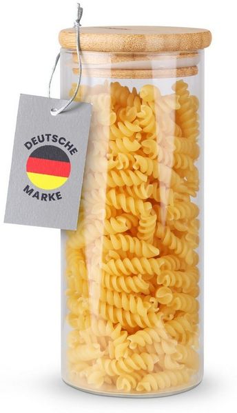 Bestlivings Vorratsglas mit Bambusdeckel in 3 verschiedenen Größen, Glas, (1-tlg), luftdicht, lebensmittelecht und umweltfreundlich