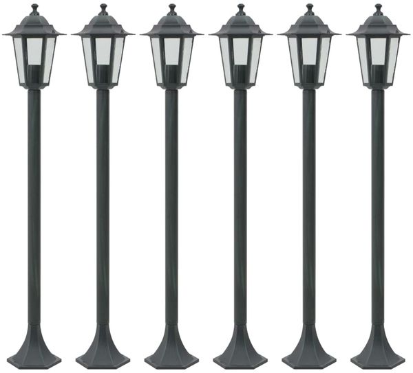 vidaXL Garten-Pollerleuchte 6 Stk. E27 110 cm Aluminium Dunkelgrün 44214