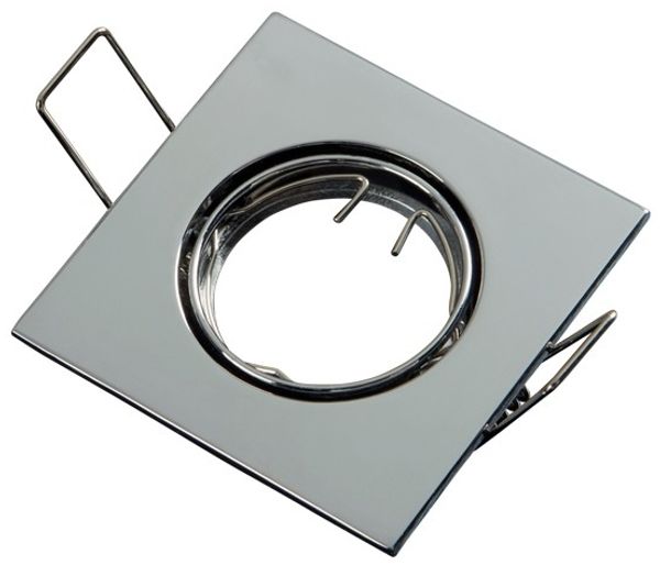 LED Line® Einbaustrahler Einbaurahmen Ø55-60mm Bohrloch Eisen inkl. GU5.3 Fassung für LED Leuchtmittel 35mm LED Lampen G4 MR11 MR16, Chrome Eckig