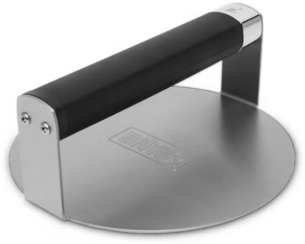 Weber Smashed Burger Presse/robust & stabil, mit glatter Oberfläche, aus Edelstahl, Rutschfester Griff- Silber (3400846)