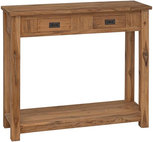 vidaXL Konsolentisch Natur 90 x 30 x 80 cm Massivholz Teak 42024245