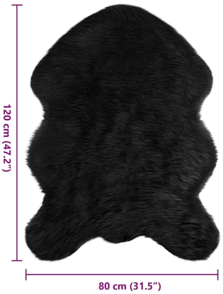 vidaXL Kunstschaffell Teppich Schwarz 80 x 120 cm Polyester 42021586 Bild 8