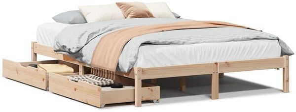 Doppelbett, Betten für Erwachsene, Massivholzbett ohne Matratze 140x190 cm Kiefernholz de2903