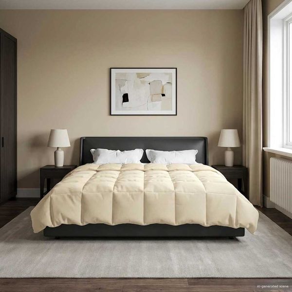vidaXL Winterbettdecke Gepolstert Creme 220 x 260 cm Mikrofaser 42026155