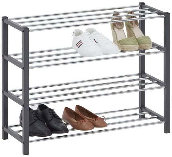 IDIMEX Schuhregal DUBLIN, Schuhständer mit 4 Ablagen, 80cm breit Schuhaufbewahrung Metall grau