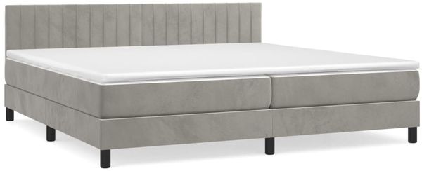 vidaXL Polsterbett mit Matratze Hellgrau 200x200 cm Samt, Härtegrad: H2 [3141443] Bild 2
