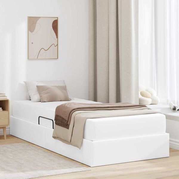 vidaXL Aufbewahrungsbett mit Matratze mit Matratze 2 pcs Weiß Leder 3399597