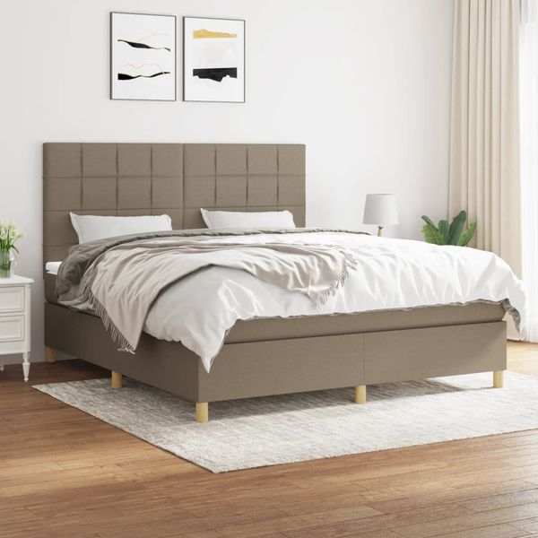 vidaXL Boxspringbett mit Matratze Taupe 180x200 cm Stoff 3142357