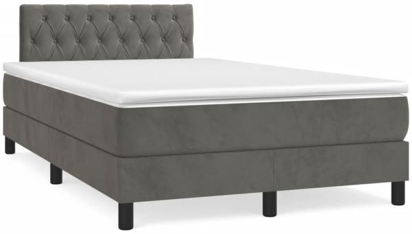 vidaXL Boxspringbett mit Matratze Dunkelgrau 120x190 cm Samt 3269856