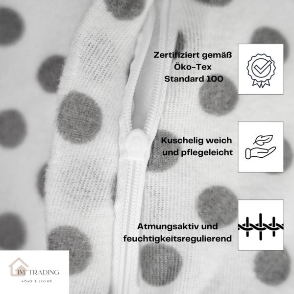 Fleece Bettwäsche aus Polyester, ca. 130 gsm, Grau-Rosa mit Schleifen Bettbezug 200x220 cm Bild 3