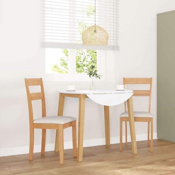 vidaXL Esszimmerstühle mit Kissen 2 Stk. Natur Massivholz Gummibaum 4102382