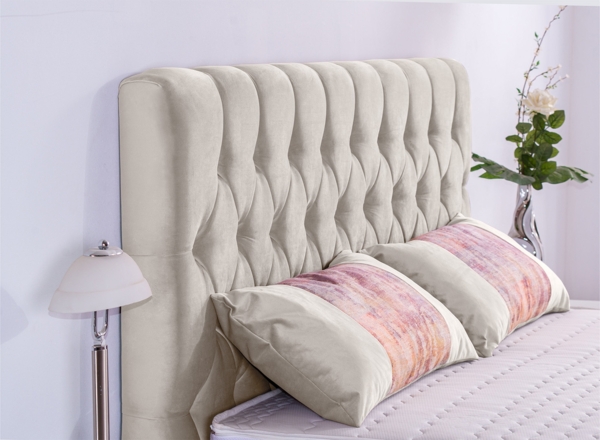 Meisterbetten Boxspringbett Jana 140x220 in VS-Creme, Matratzenbezug Nano, Ergoflex-Topper Bild 4